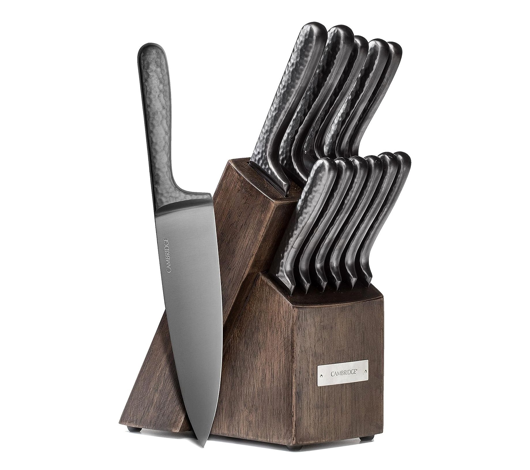 Cambridge Nero Hammered Titanium 12-Piece Cutlery Block Set