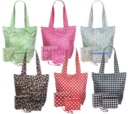 Sachi Set of 6 Insulated Folding Market Totes w/ Gift Boxes - QVC.com