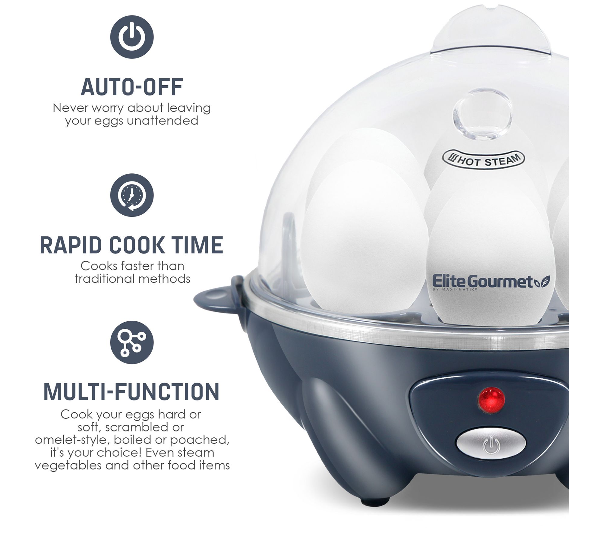 Elite Gourmet Programmable 2-Tier Egg Cooker and Steamer 
