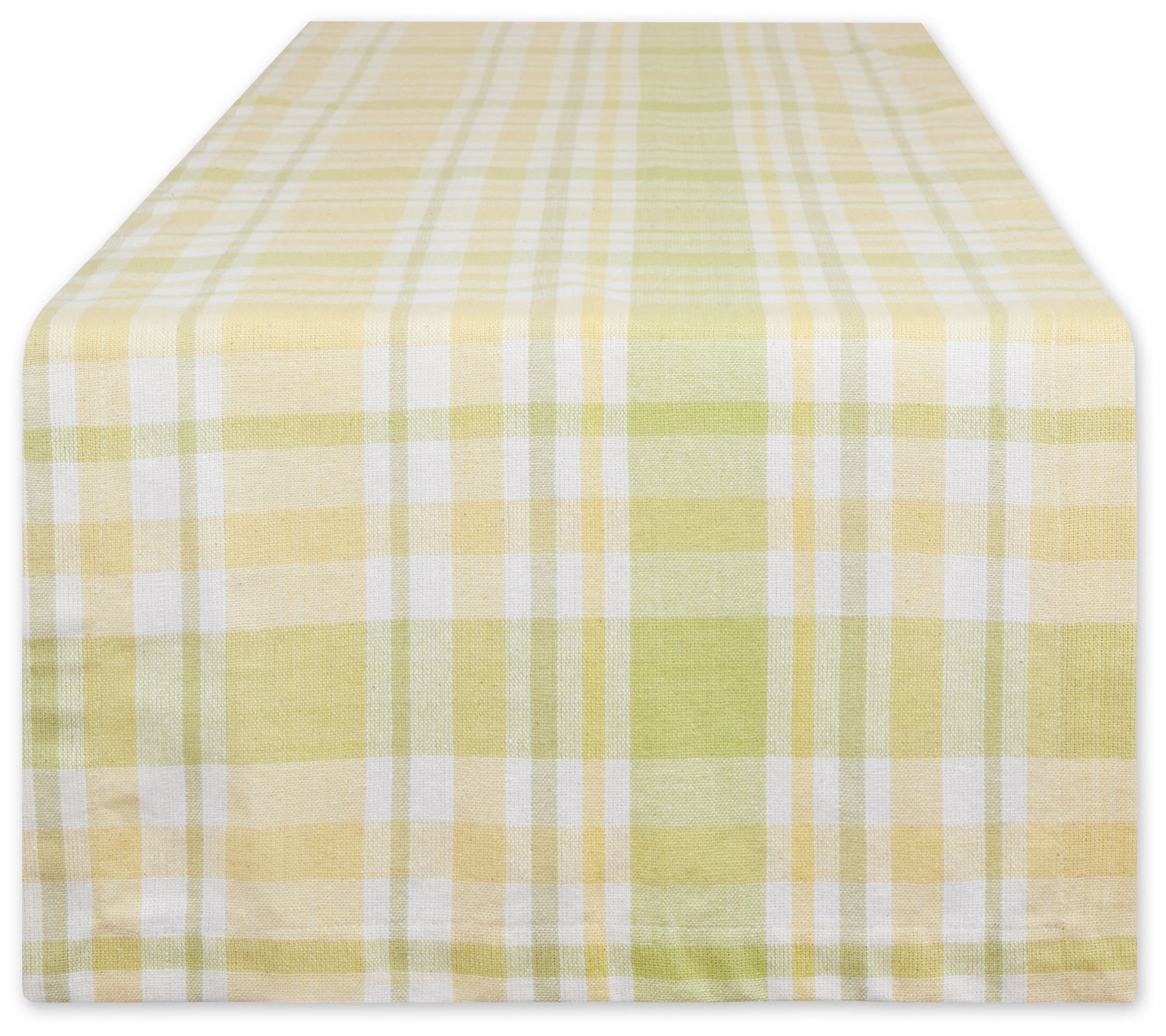 Design Imports 14" x 108" Lemon Bliss Plaid Tab le Runner