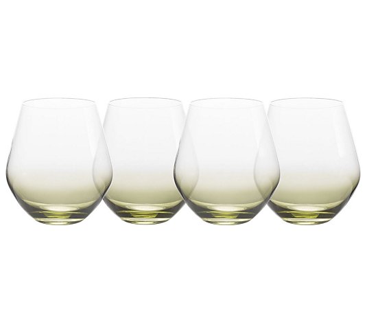 Mikasa Gianna Ombre Sage Set of 4 Stemless Wine Glasses 