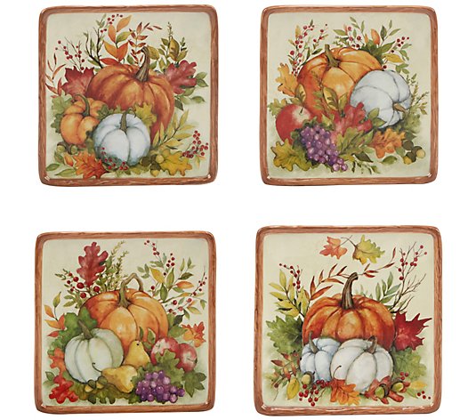 Certified International Harvest Blessings S/4 Canape Plates