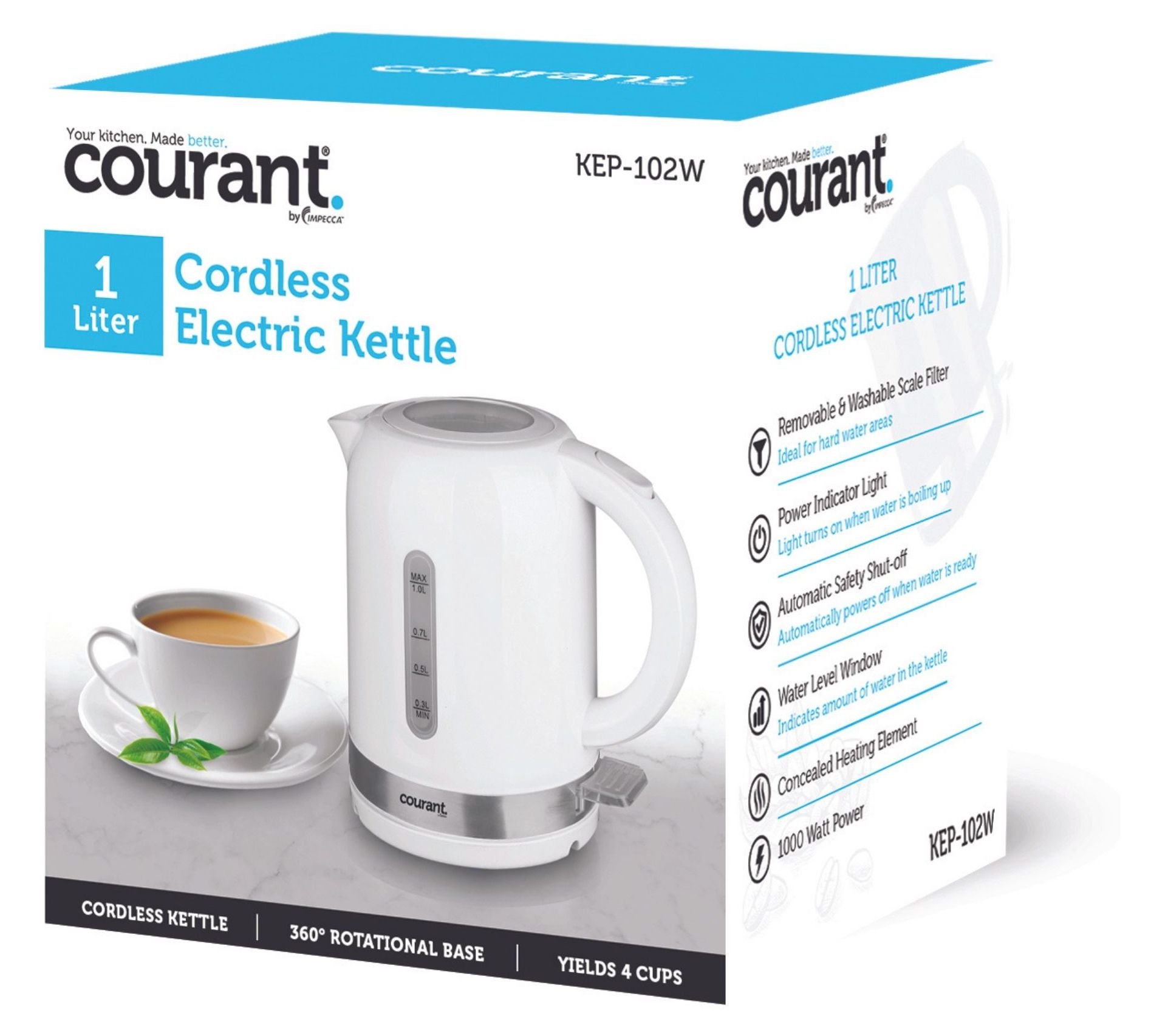 Courant 1 Liter Cordless Electric Kettle