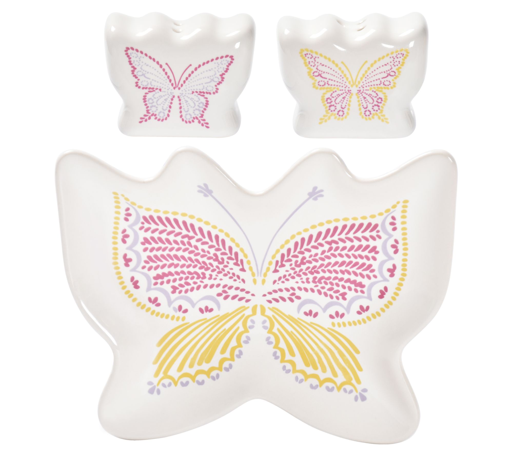 Temp-tations Figural Salt and Pepper Shakers with Plate