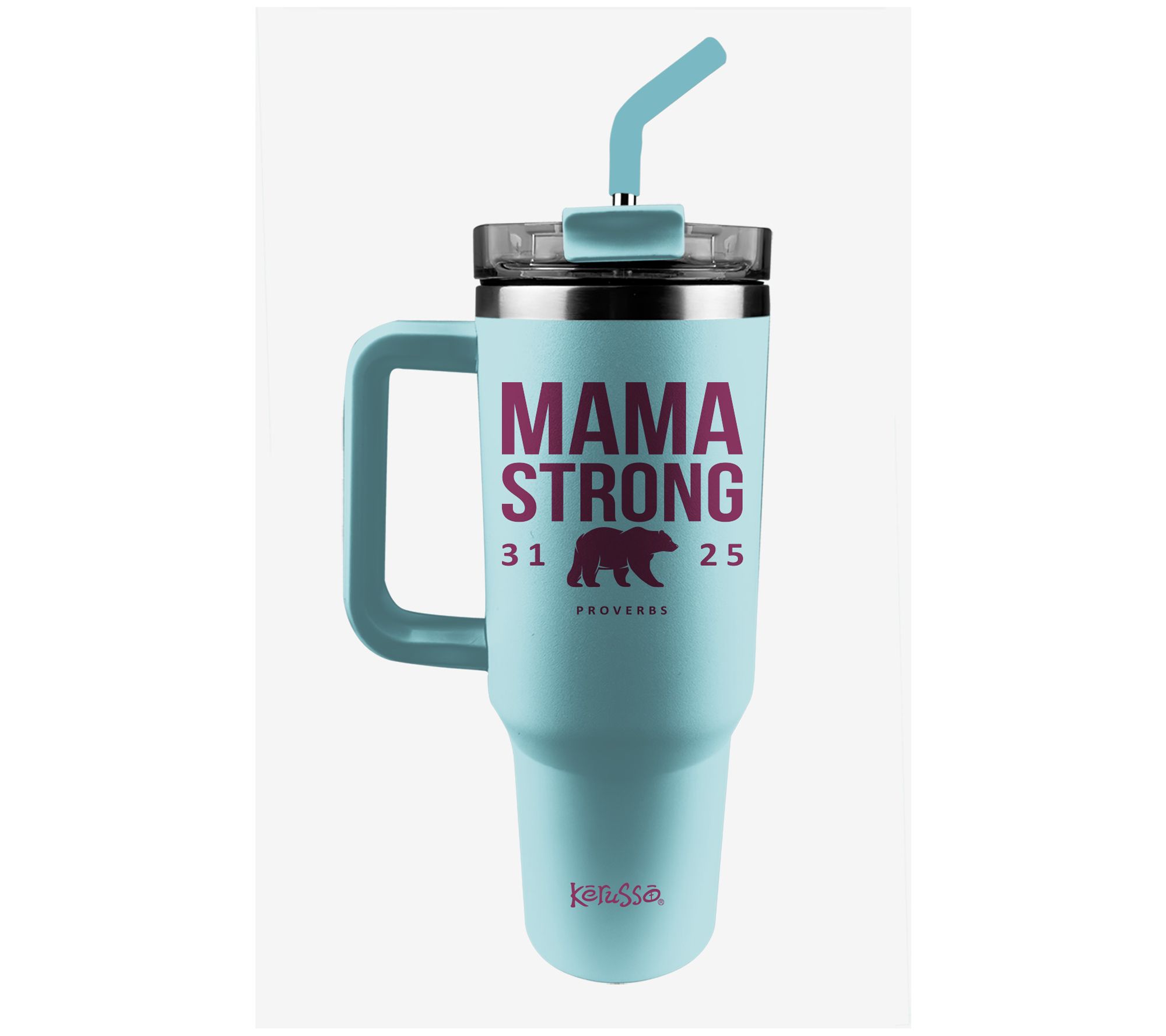 Kerusso 40 oz Dual Wall Mug With Steel Straw