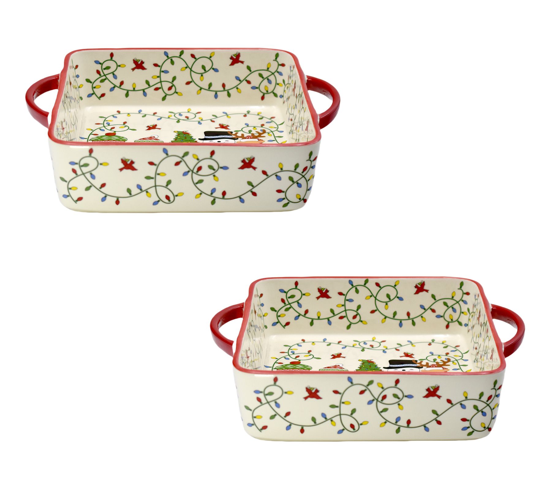 Temp-tations Seasonal S/2 9x9 Square Bakers w/ Strap Style Handles