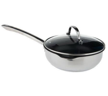 Bergner - Gourmet - 3.5 Quart Saucepan with Lid - Stainless-Steel Non-Stick  Saucepan with Tempered Glass Lid - Even Heat Distribution - Safe For All