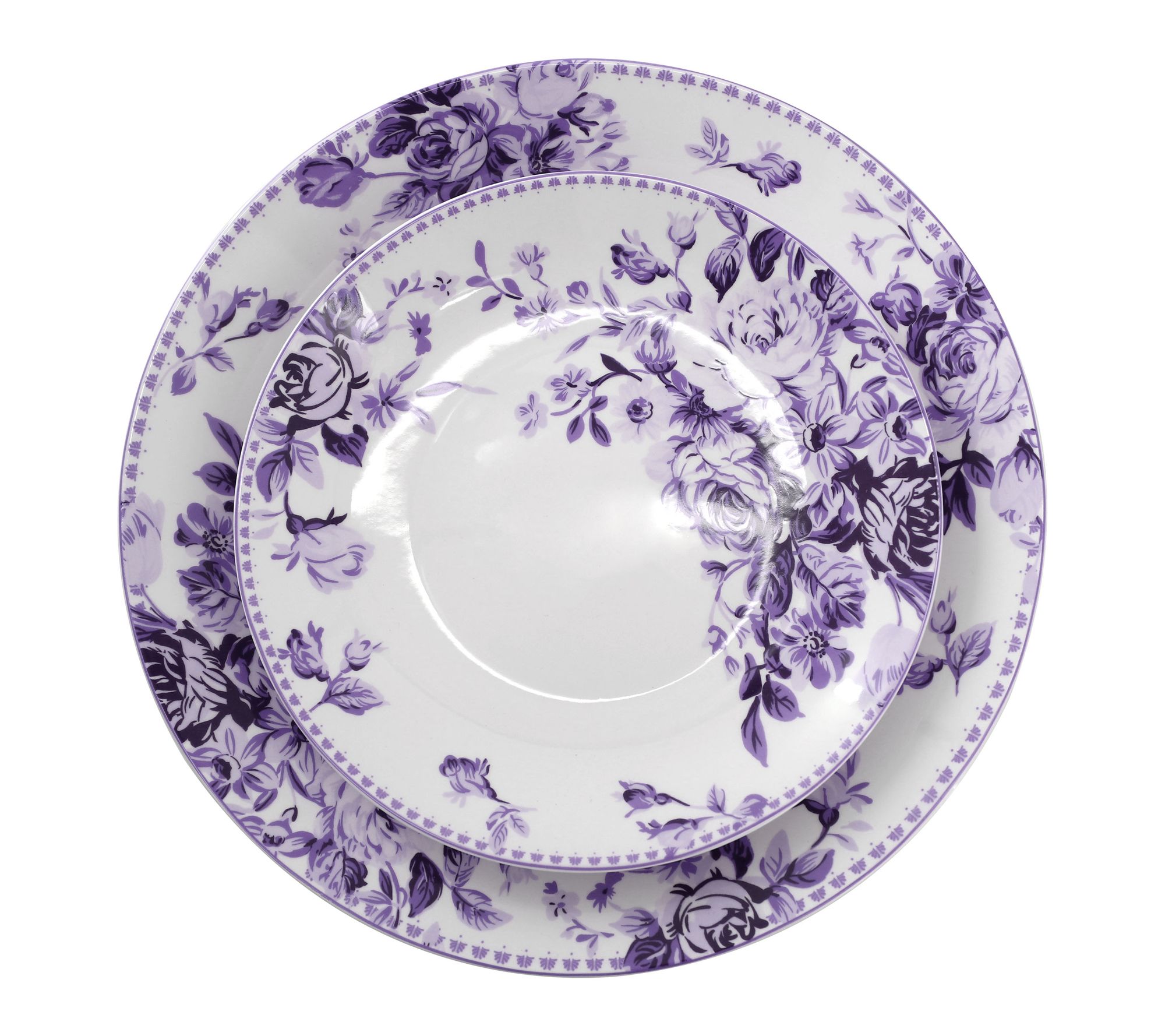 Elama Traditional Rose 16 Piece Stoneware Dinnerware Set