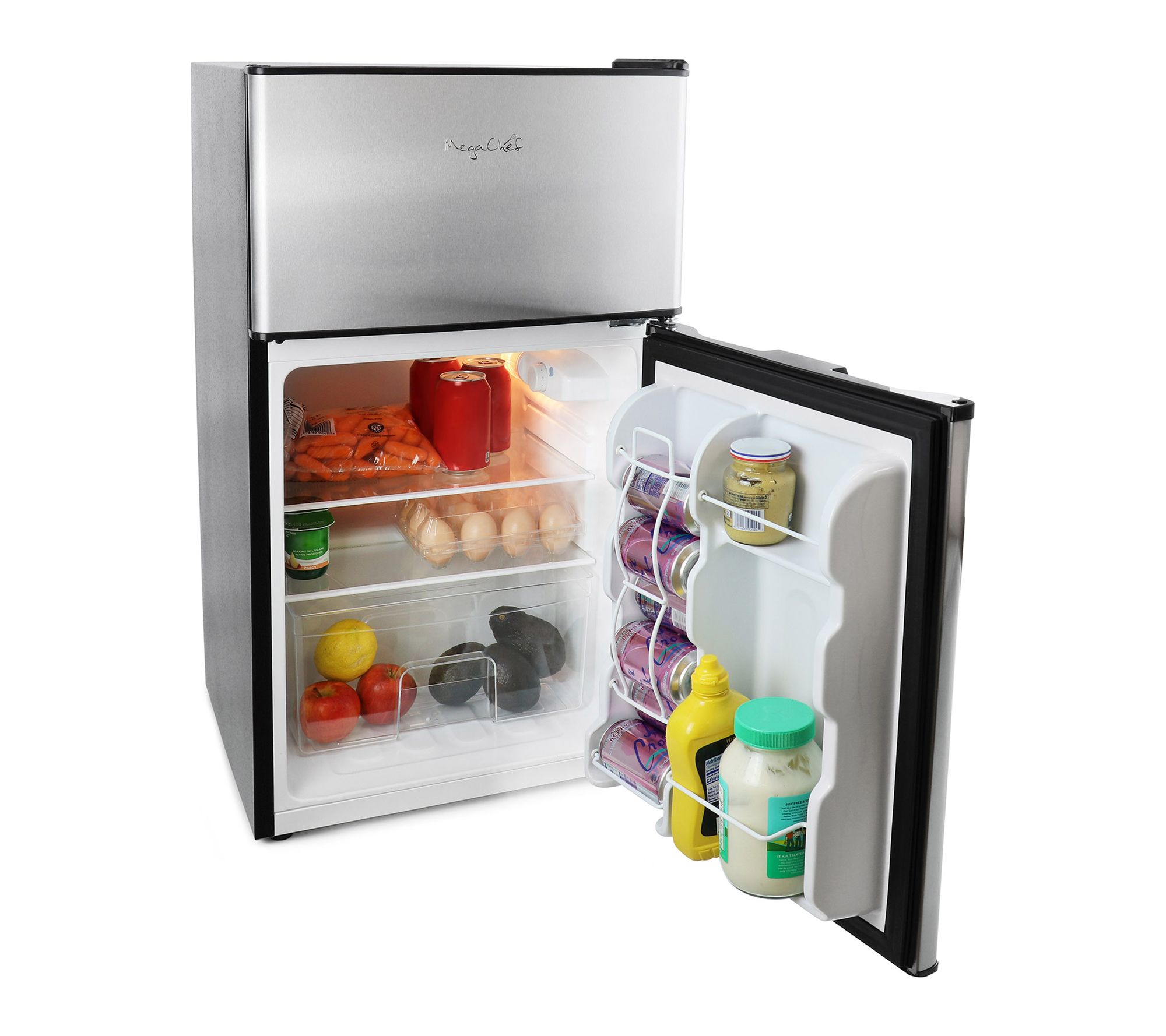 MegaChef 3.2 CuFt 2 Door Refrigerator/Freezer Stainless Steel