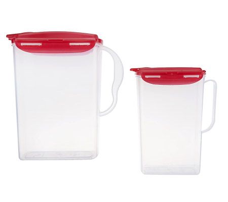 Lock & Lock 2-piece Pitcher Set with Holiday Color Lids 