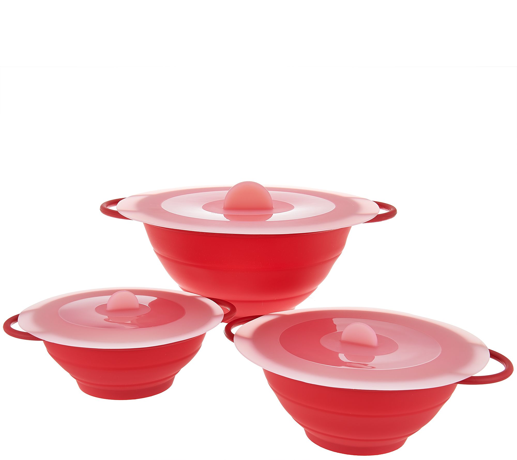 JoyJolt Joyful Red 4-Glass Mixing Bowls Set with Airtight Lids