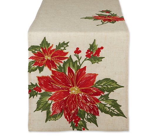 Design Imports 14" x 70" Holly Embroidered Tabl e Runner