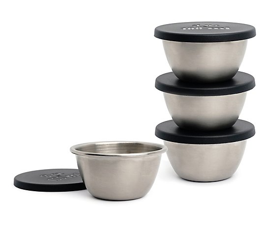 RSVP Set of 4 Condiment Cups With Lids