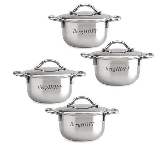 BergHOFF Set of 4 Stainless Steel Covered Mini Pots