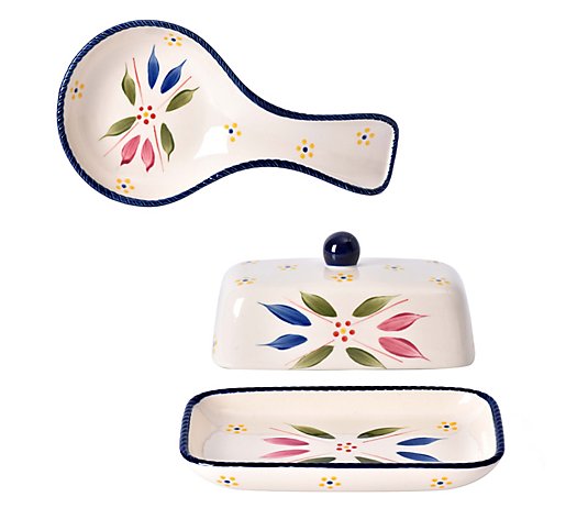 Temp-tations Old World Extra Wide Butter Dish and Spoon Rest
