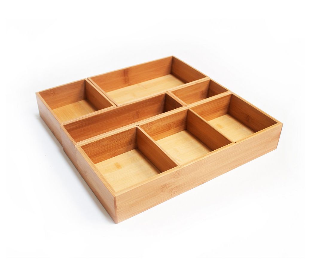 Seville Classics 5-Piece Bamboo Organizer Tray with Dividers 