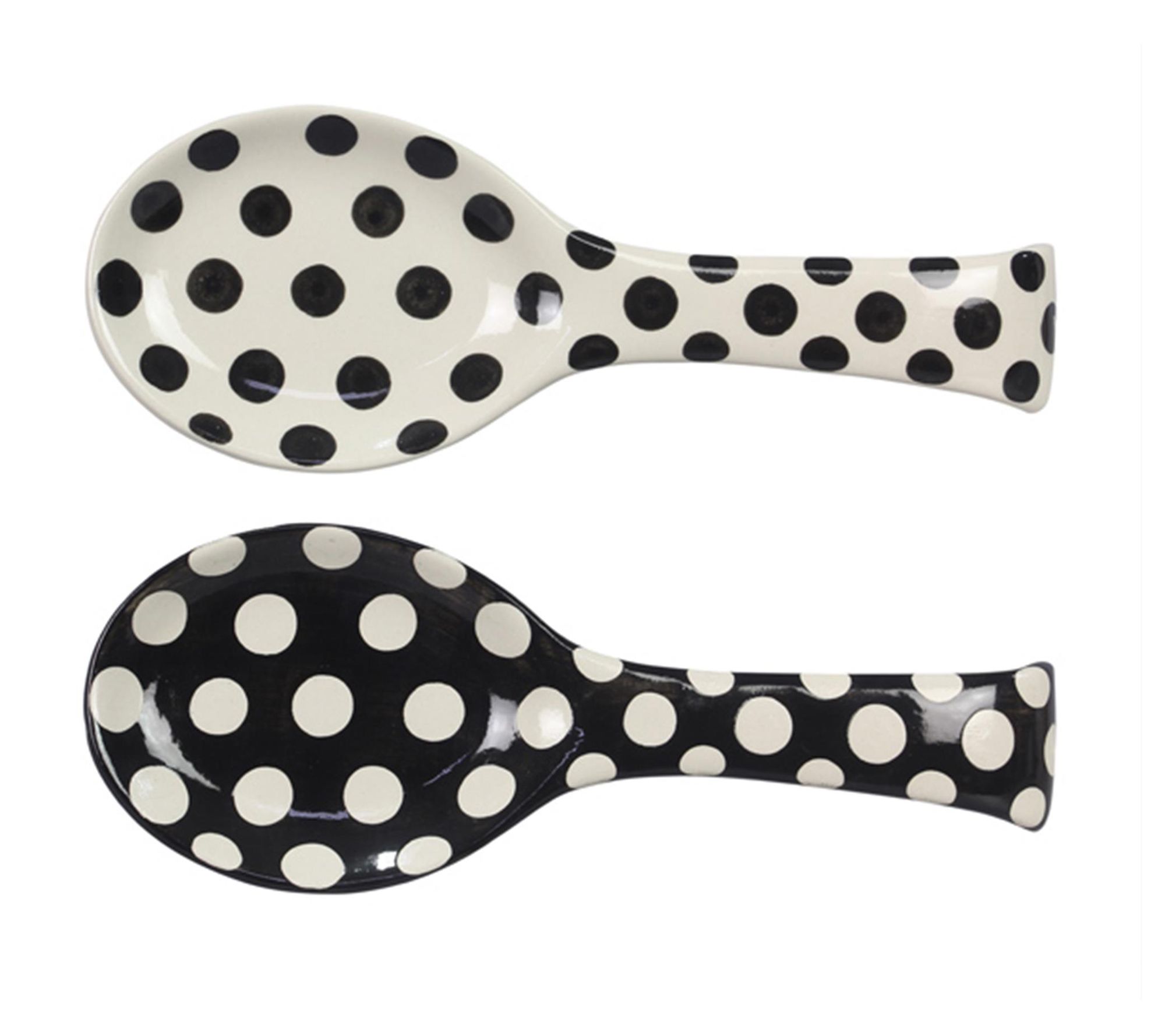 Youngs 12076 Ceramic Country Spoon Rest Black & White