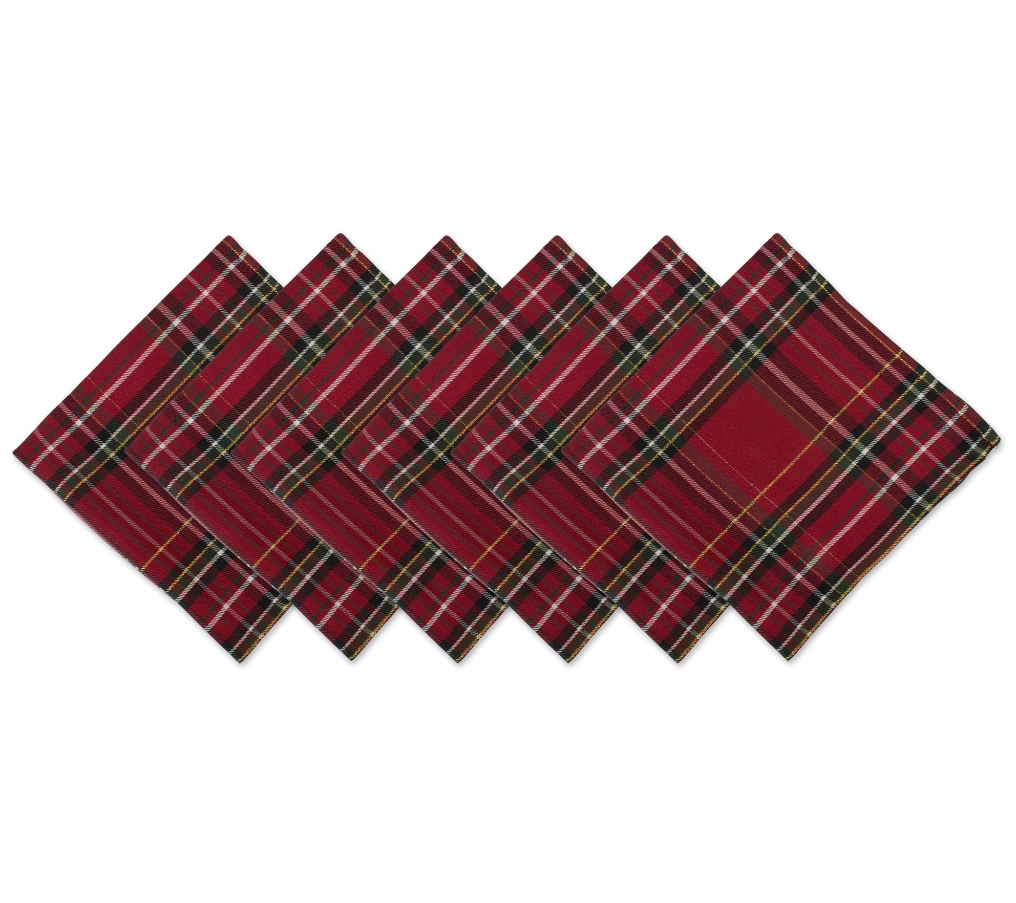 Design Imports Set/6 Holiday Metallic Plaid Napkins
