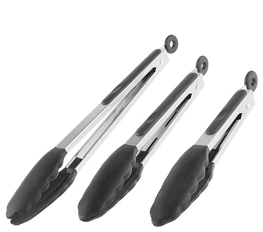Classic Cuisine Set of 3 Stainless Steel Kitchen Tongs
