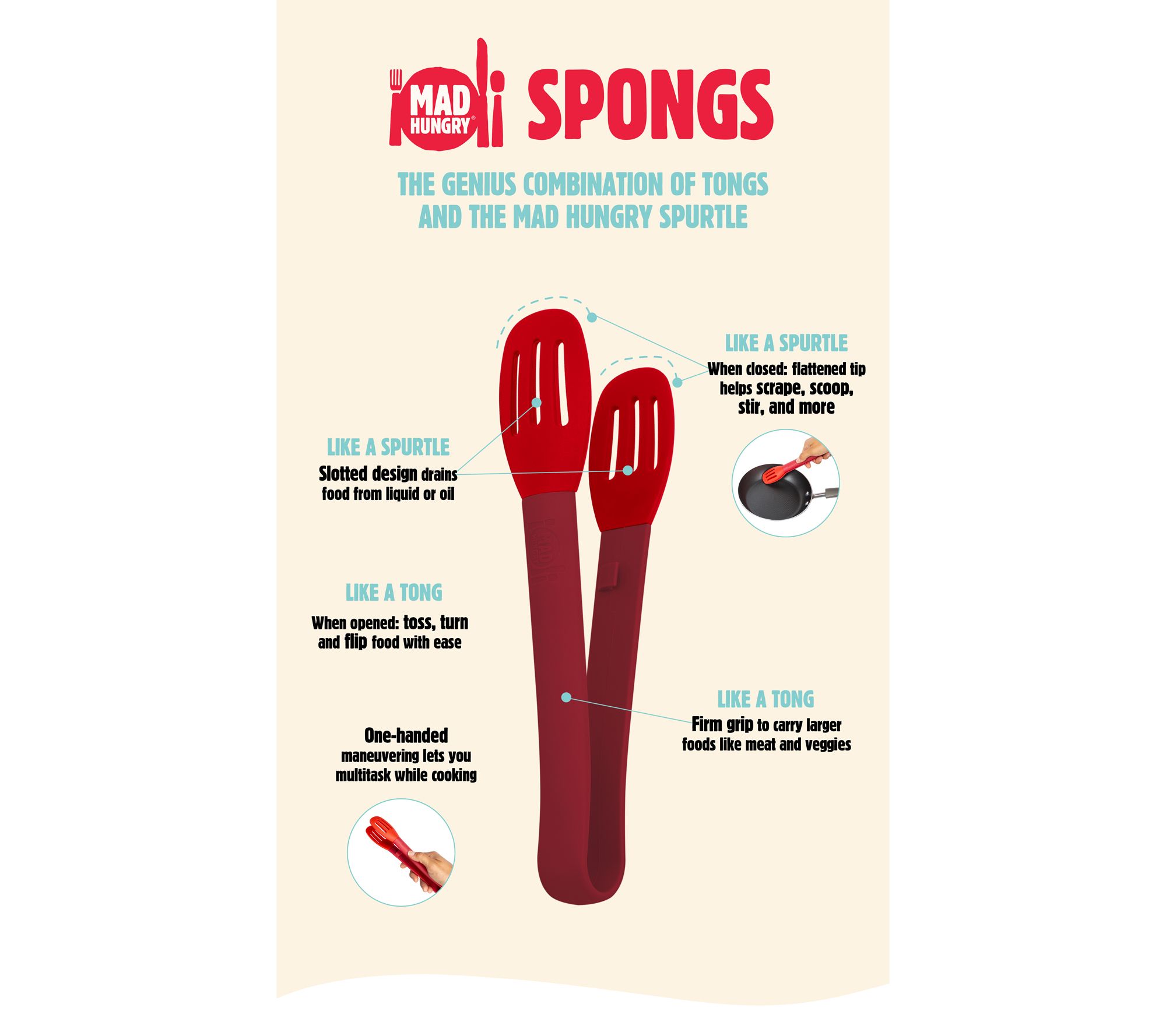 Mad Hungry 4-Piece Essential Silicone Spurtle Set on QVC 