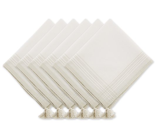 Design Imports Set of 6 Variegated Stripe Tassel Napkin