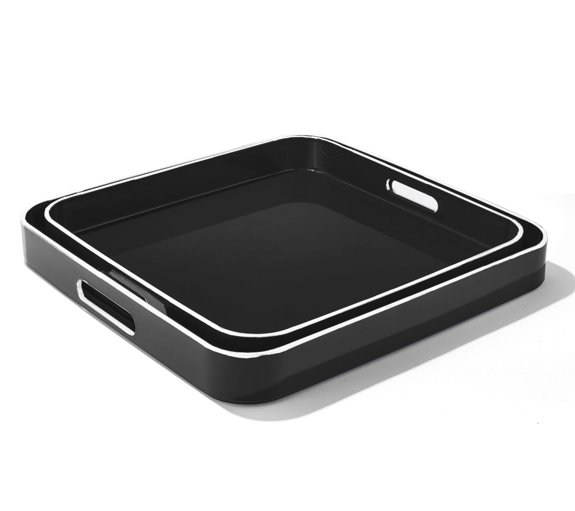 Trina Turk Set of (2) Serving Trays with WhiteRim