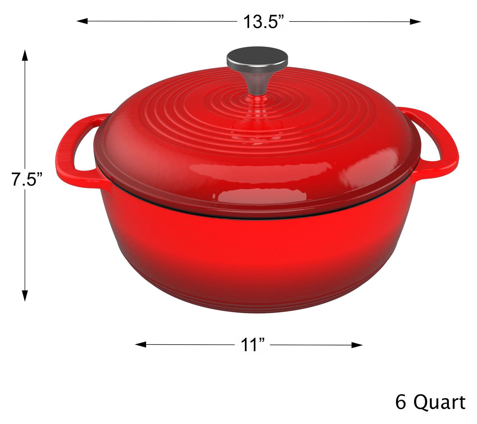 Kitchen Aid 3 QT Enameled Cast Iron Dutch Oven Pot Casserole - RED