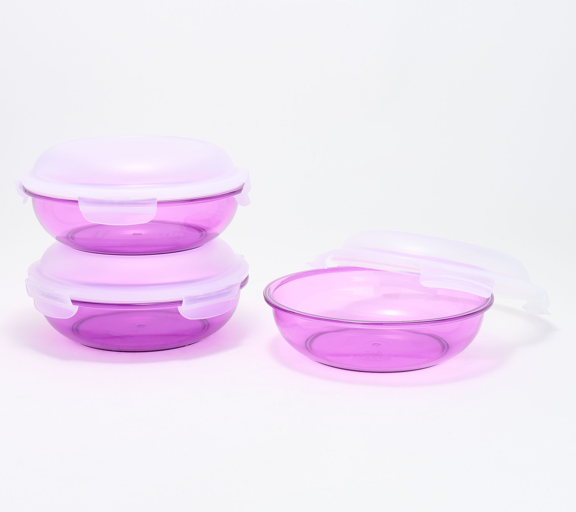 LocknLock Set of 3 Tritan Bowls w/ Domed Lids & Colored Bodies