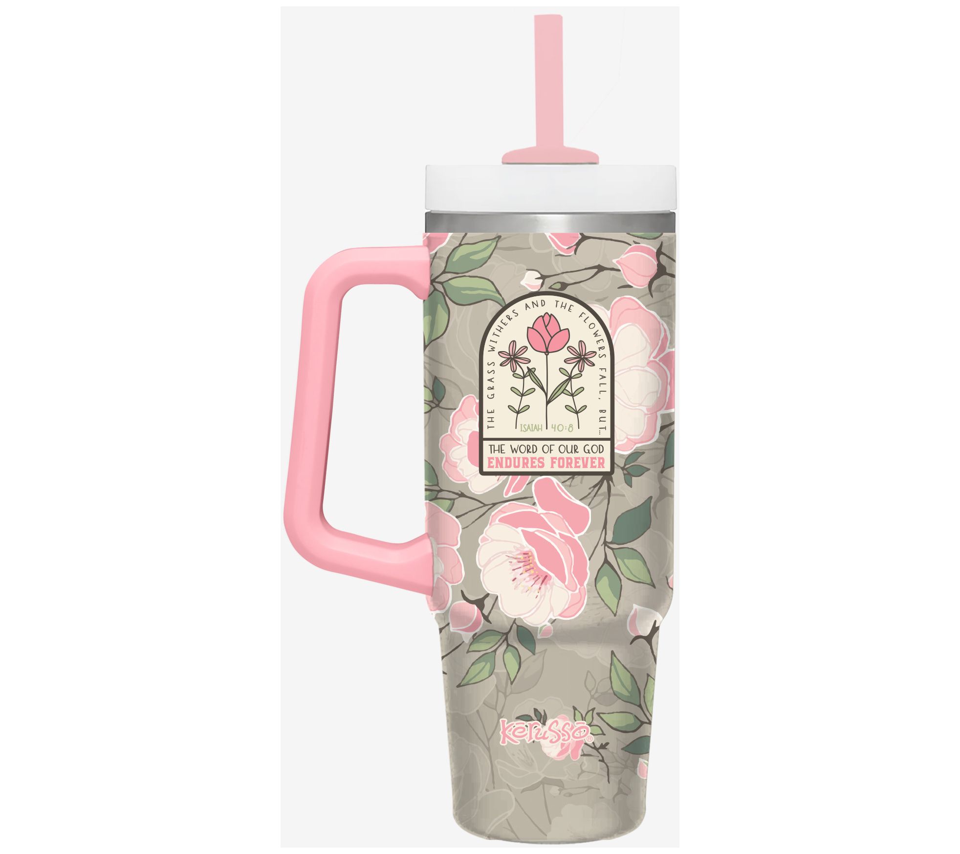 Kerusso 30 oz Dual Wall Mug With Plastic Straw