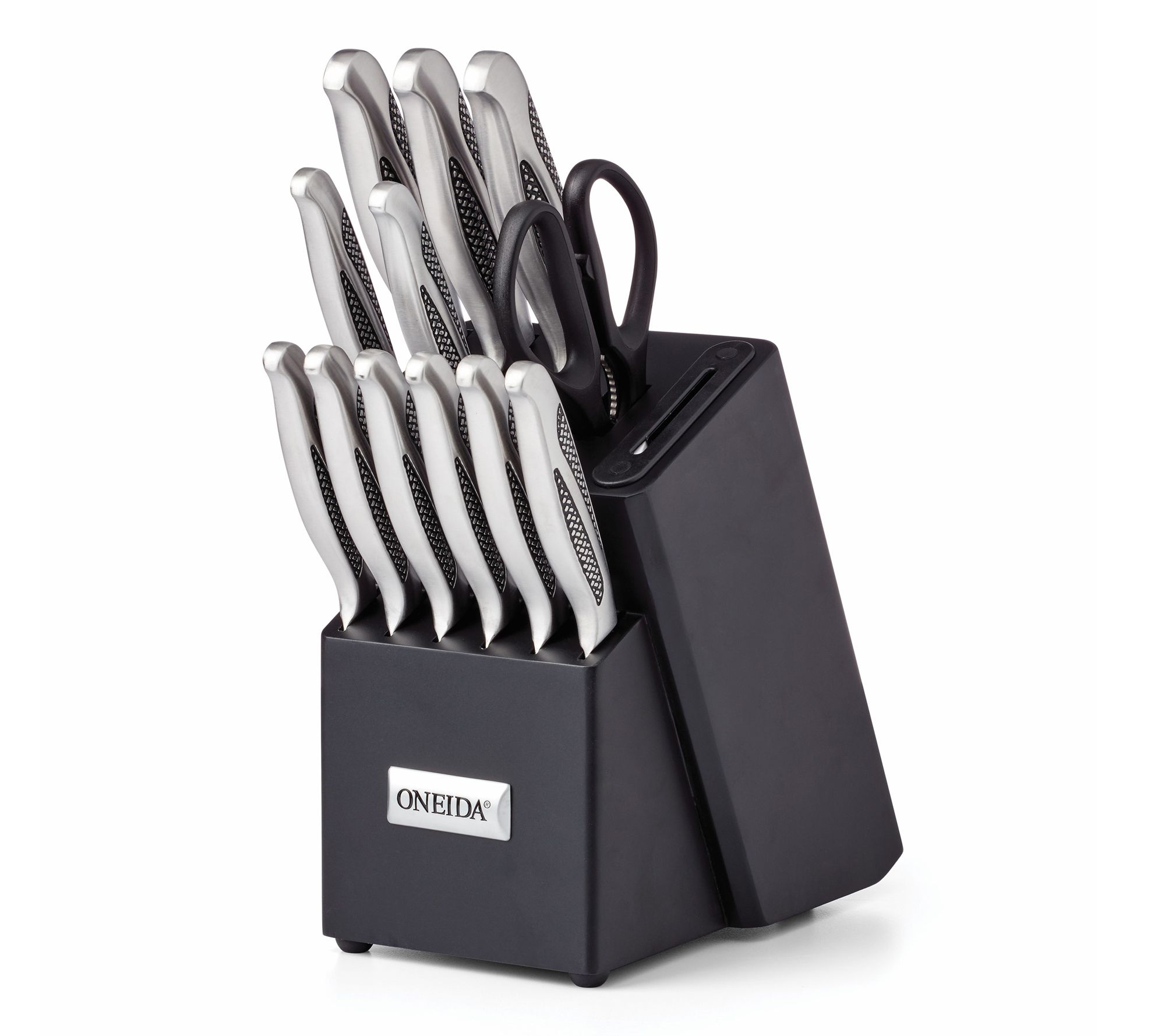 Oneida 14-Piece Cutlery Block Set With Built-In Sharpener