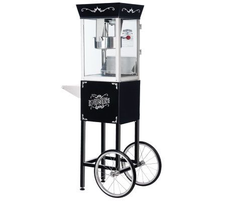 Black Matinee Movie 8-oz Antique-Style PopcornMachine w/Cart - QVC.com