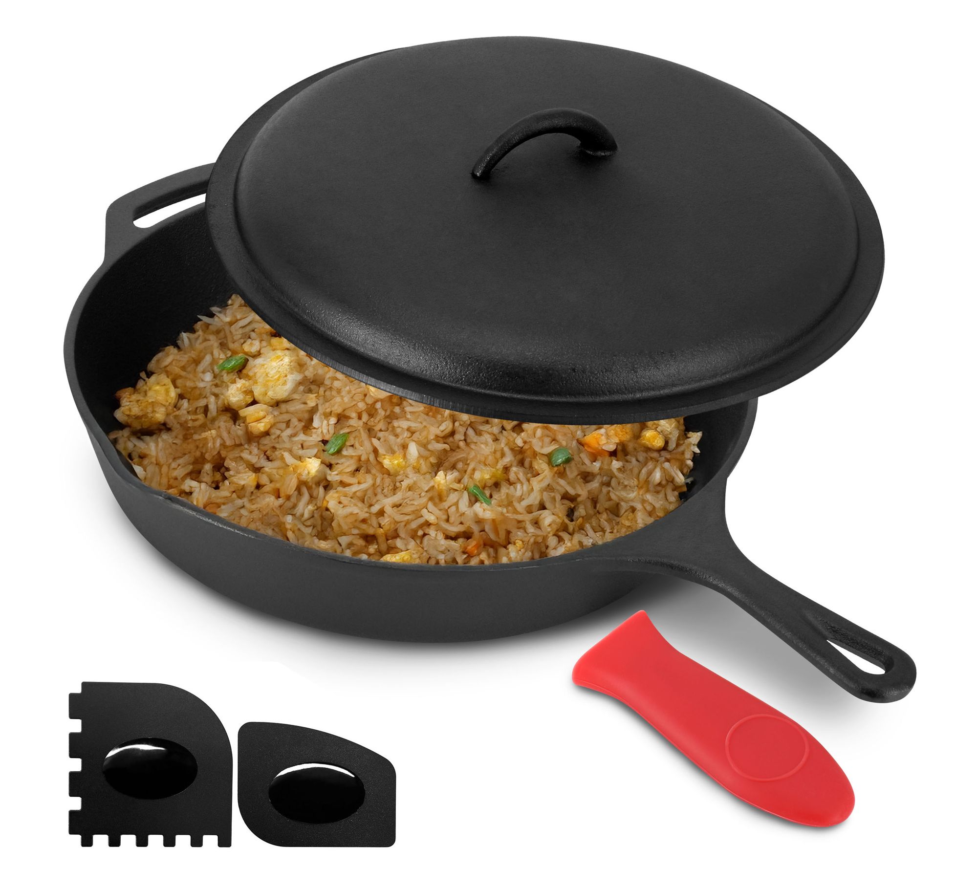 MegaChef 12" Pre-Seasoned Cast Iron Skillet w/Cast Iron