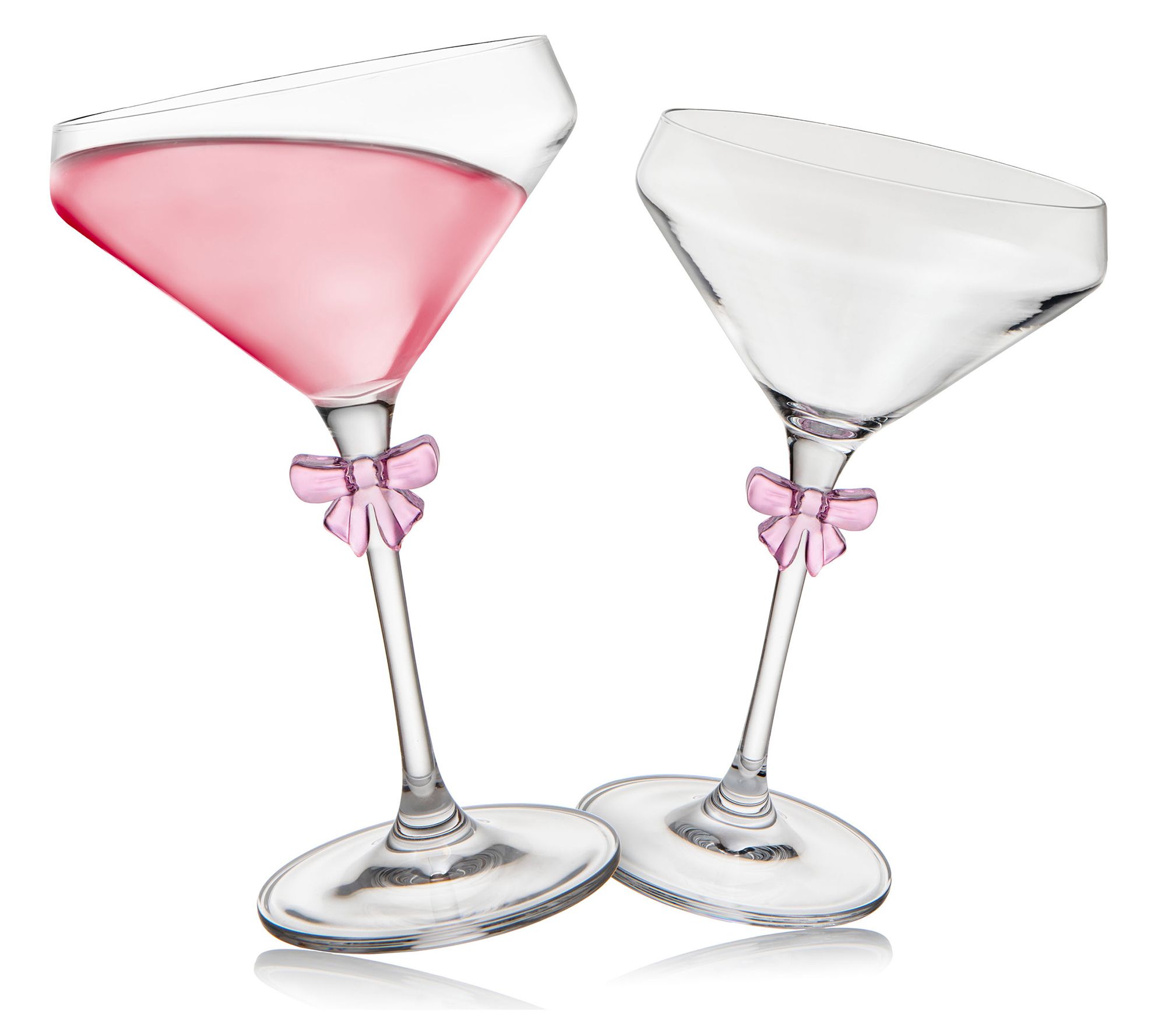 Godinger Set of 2 Pink Bow Coupes