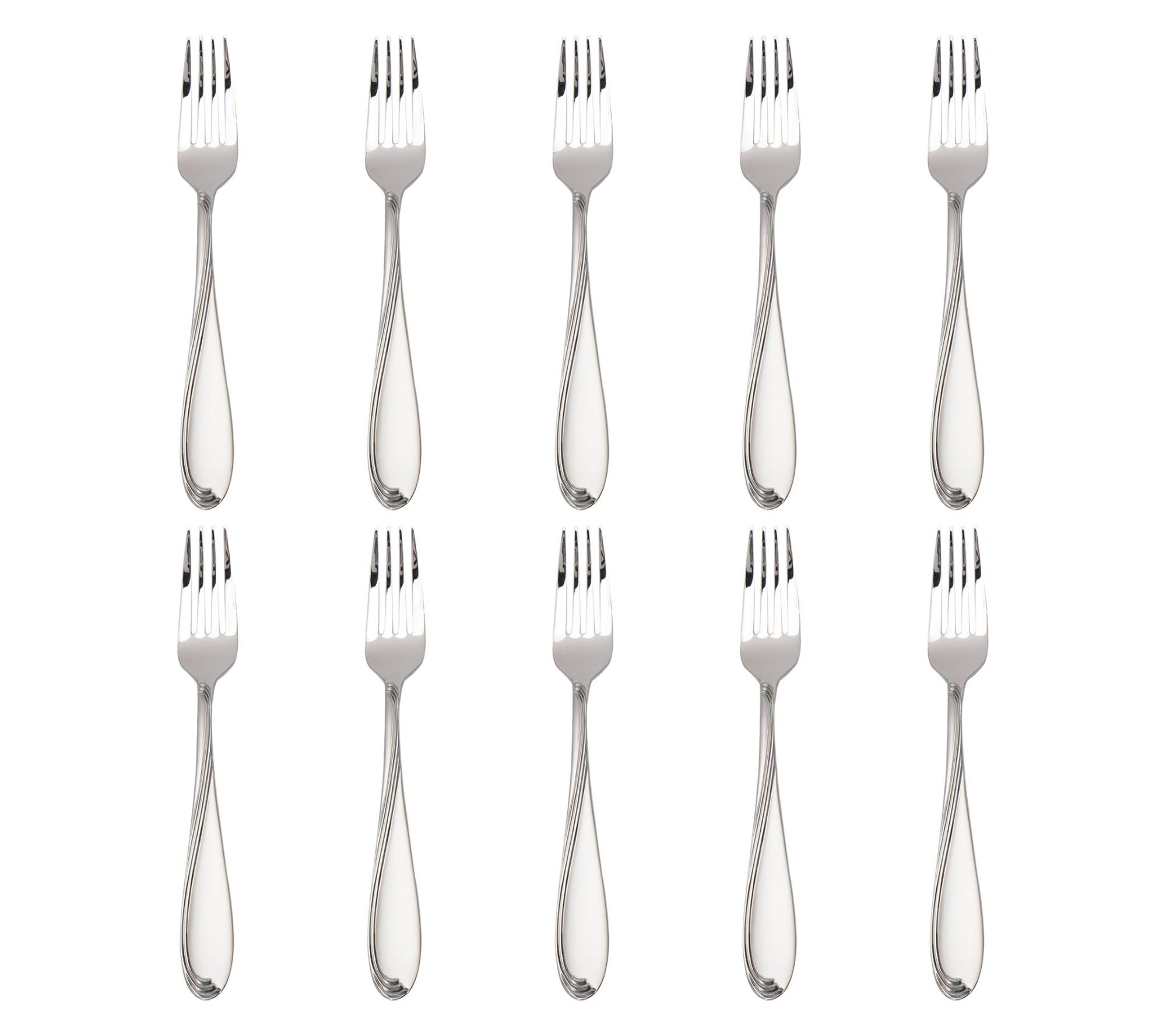 Godinger Set of 10 Wave Sandblast 18/0 SS Dinner Forks