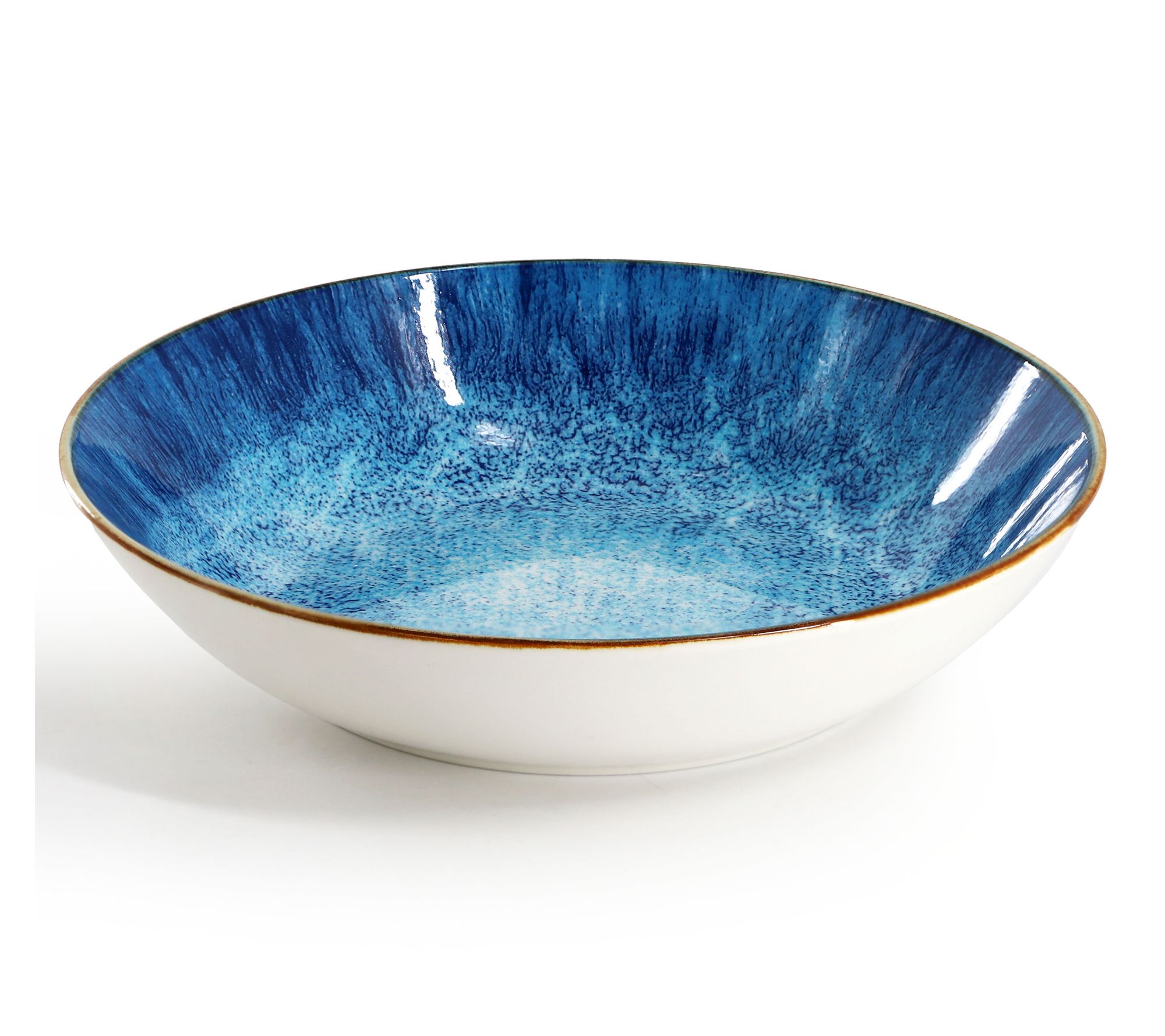 Elama Oceanus 16 Piece Porcelain Double Bowl Dinnerware Set