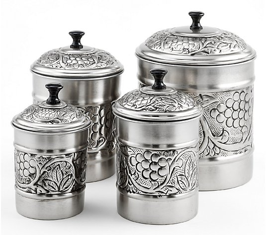 Old Dutch 4-Piece Antique Pewter Heritage Canister Set
