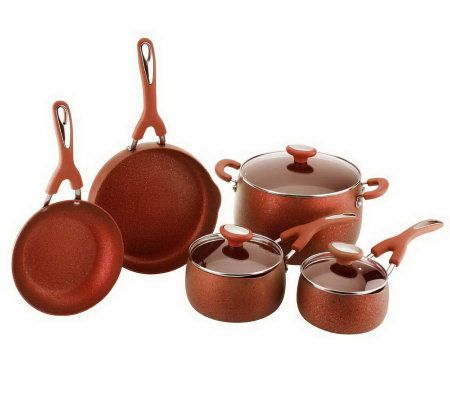 Nonstick Cookware Set Paula Deen Pots and Pans Set 17 Piece, Dishwasher  Safe Red
