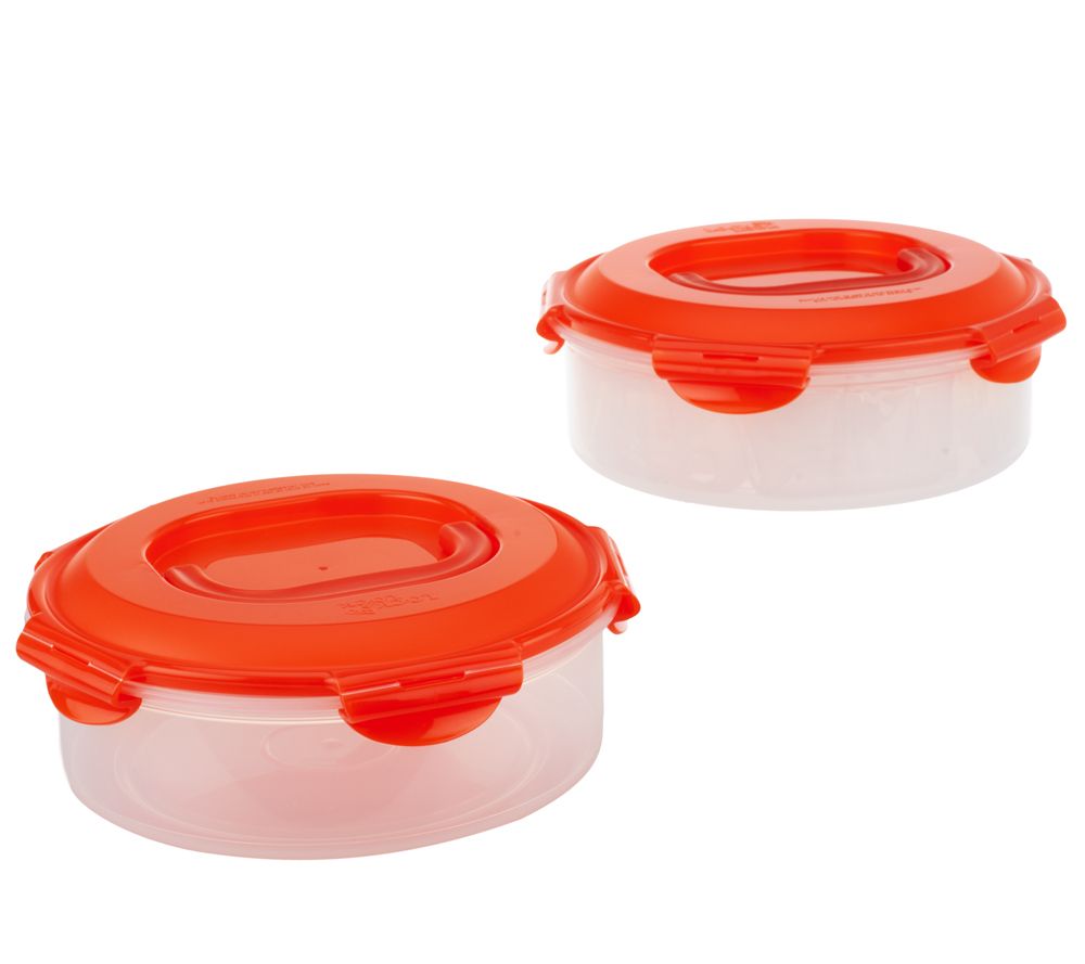 LocknLock Set of 2 Dessert & Appetizer Trays w/ Handle Lids 