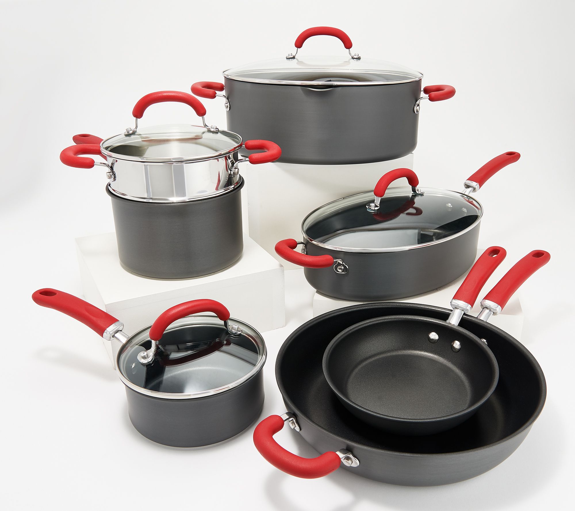 Rachael Ray Cook + Create Hard Anodized Nonstick Cookware Set, 11-Piece,  Black