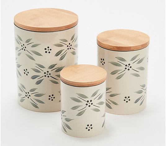 Temp-tations Floral Lace Set of 3 Nested Canisters