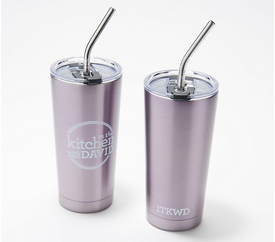 In the Kitchen with David S/2 20-oz Insulated Tumblers with 2 Straws