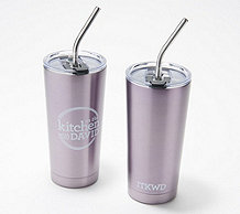  In the Kitchen with David S/2 20-oz Insulated Tumblers with 2 Straws - K51290