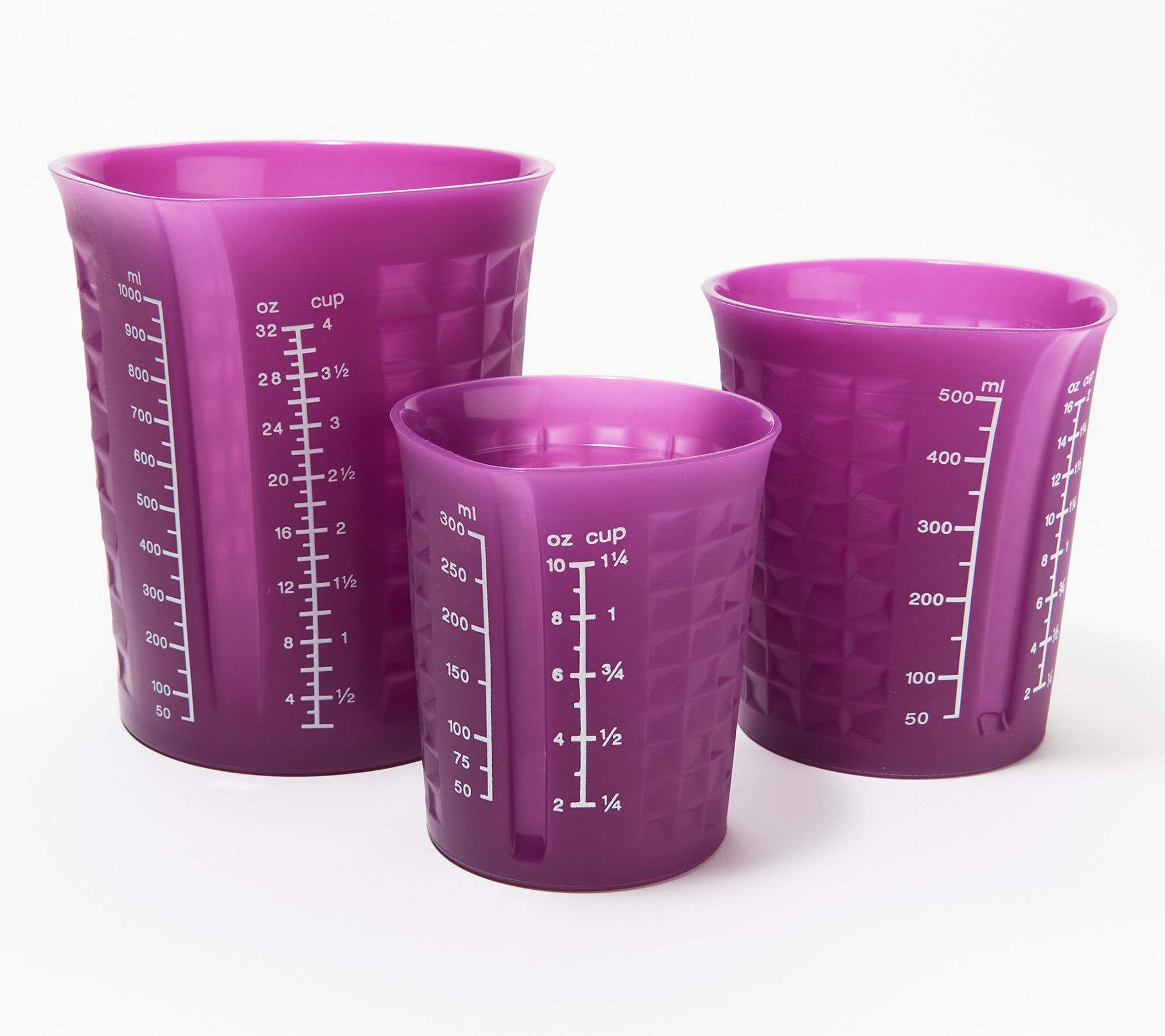 KOCHBLUME 4-Pc Nestable Silicone Measuring Cups Pour Spouts Purple New