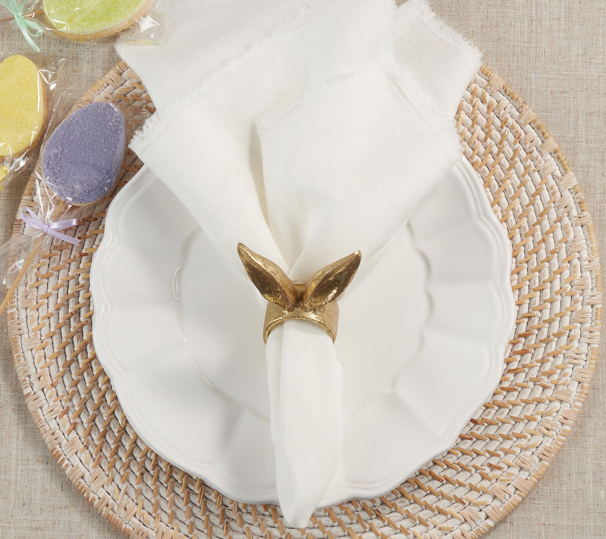 Saro Lifestyle Set of 4 Bunny Ears Napkin Rings