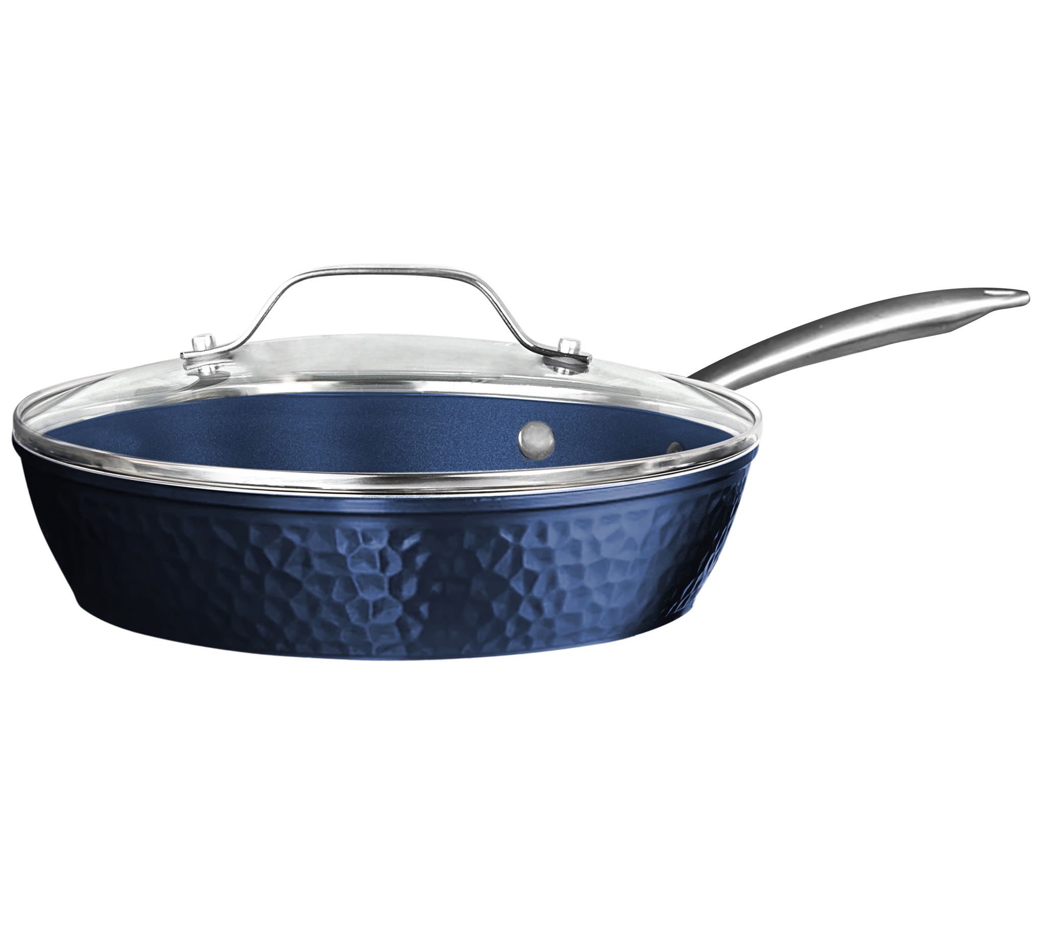 Marcel Vigneron 12" Hammered Rose Goldtone Pan with Lid