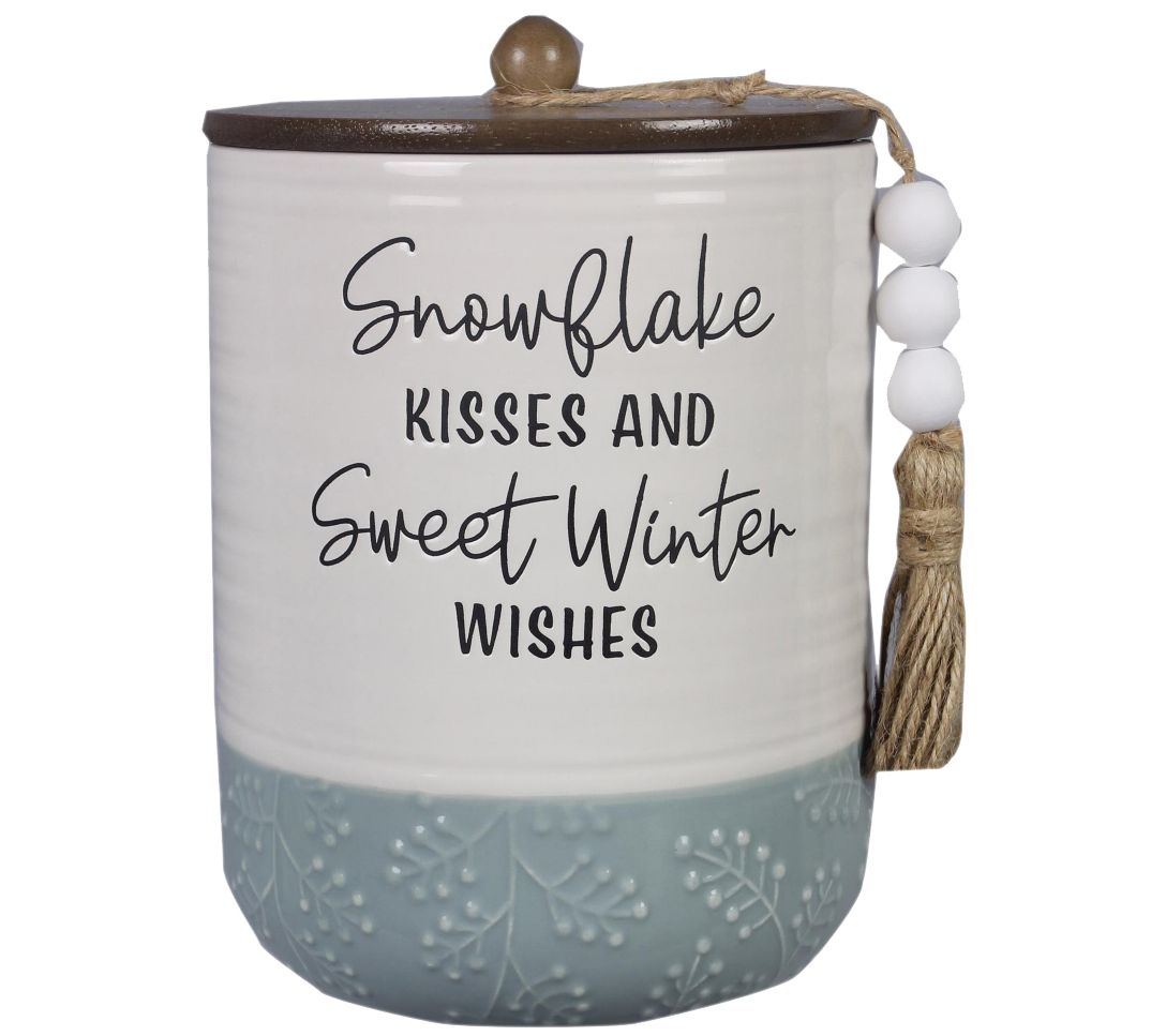 Young's Inc. Ceramic White Winter Treat Jar