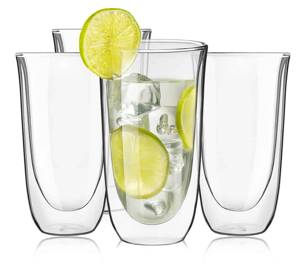 JoyJolt Set of (4) 8.4-oz Levitea Color DoubleWall Glasses 