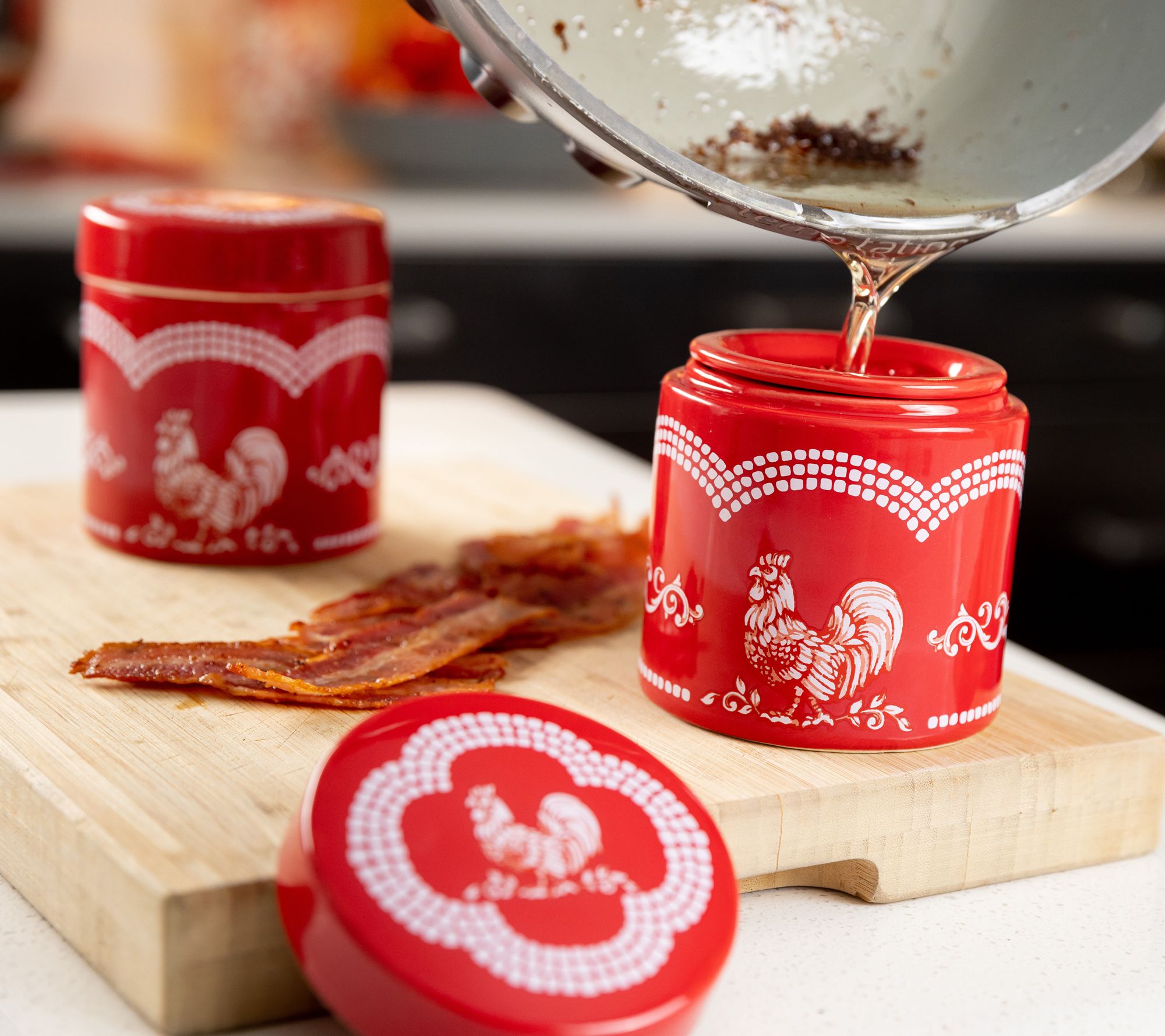 As Is Temp- tations Floral Lace Bacon Grease Container 