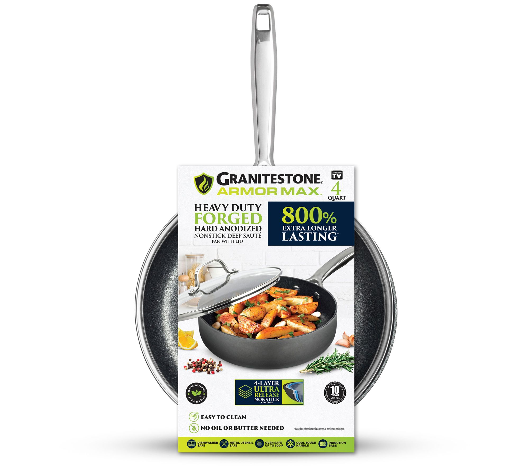 Granitestone Armor Max 4 Quart Hard Anodized Deep Saute Pan
