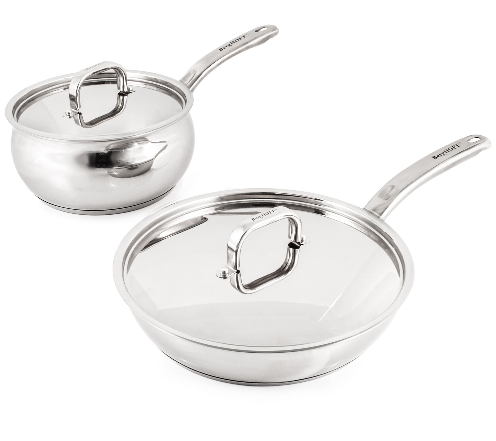BergHOFF Belly Shape 4Pc 18/10 SS Skillet & Saucepan Set